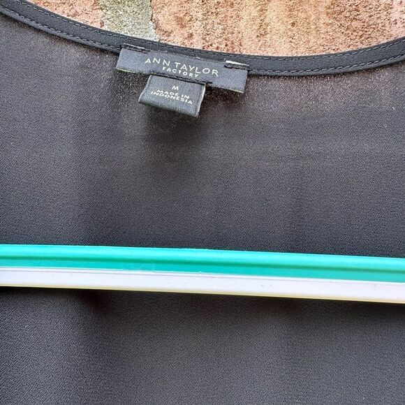 Ann Taylor Sheer Black Wrap Tie Front Blouse - Picture 4 of 8